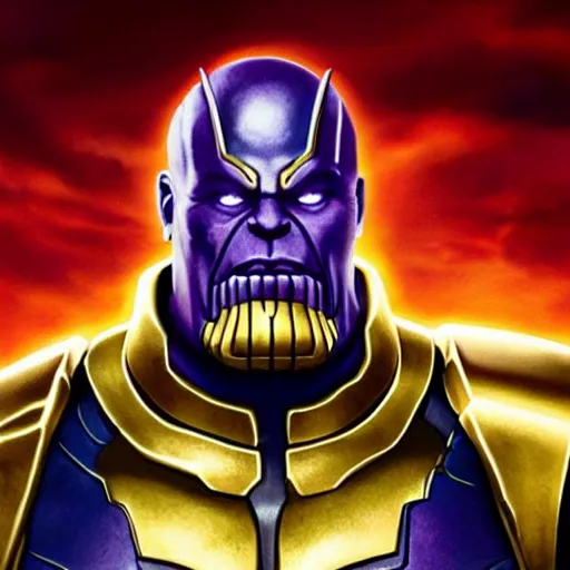 Image similar to thanos with the infinity gauntlet on a battlefield, artstation hall of fame gallery, editors choice, #1 digital painting of all time, most beautiful image ever created, emotionally evocative, greatest art ever made, lifetime achievement magnum opus masterpiece, the most amazing breathtaking image with the deepest message ever painted, a thing of beauty beyond imagination or words