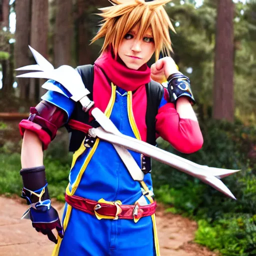 Prompt: sora cosplay, kingdom hearts