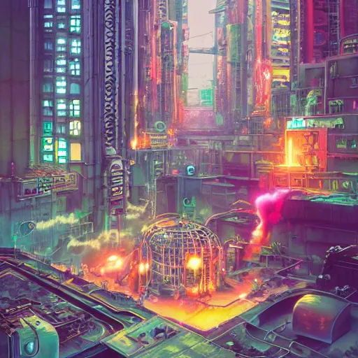 Image similar to Lofi vaporwave sci-fi steampunk nintendocore overpopulated city, Pixar style, Tristan Eaton, Stanley Artgerm, Tom Bagshaw