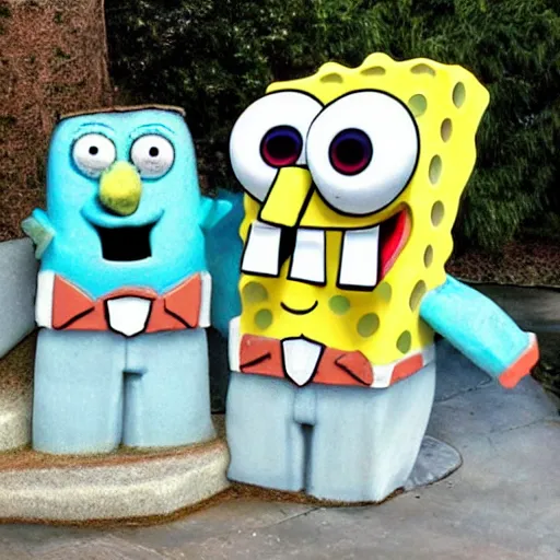 Prompt: spongebob squarepants made out of stone.