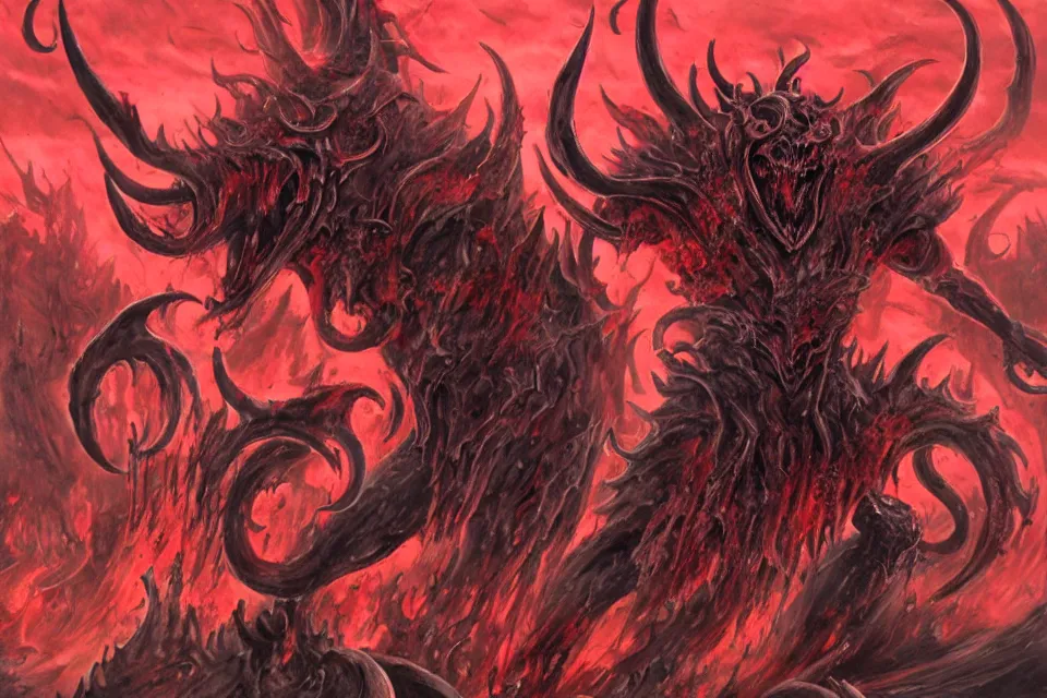 Image similar to the sea of blood and chaos demon, pegricter.