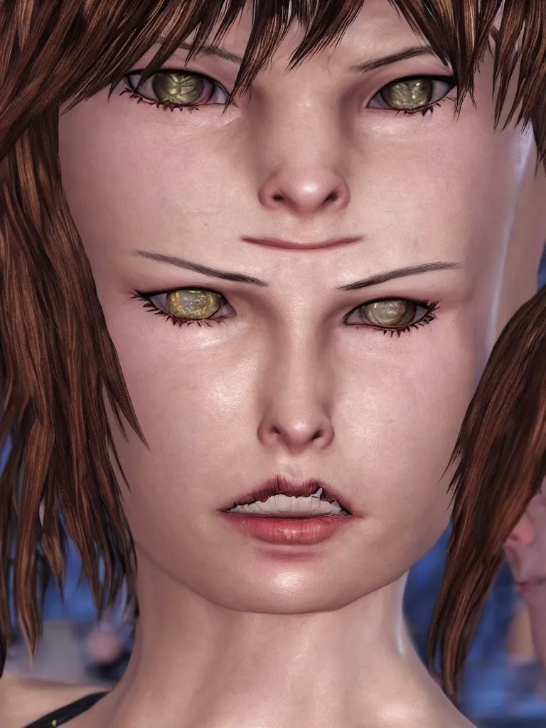 Image similar to Mila Jovovich face close up in Tekken style