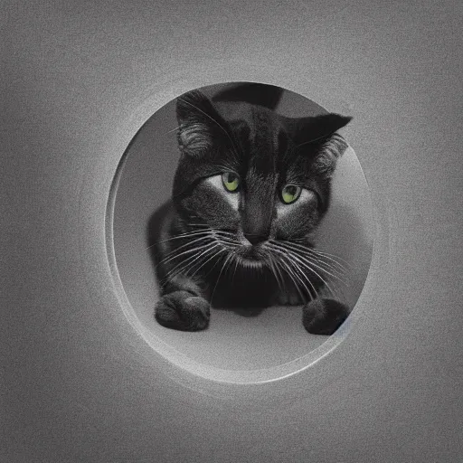 Image similar to a representation of Schrödinger’s cat from the point of view of the cat