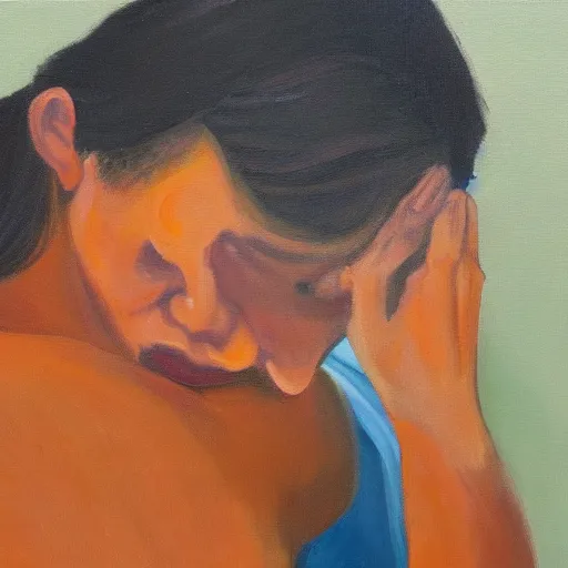 Image similar to a painting about pain in mind, oil on canvas