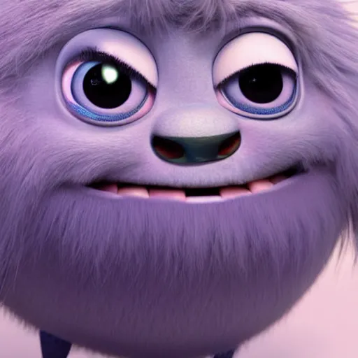 Image similar to an adorable monster, fluffy and full of hair from pixar's new movie monsters inc. 3, photorealistic digital art, award winning, 4 k highly detailed