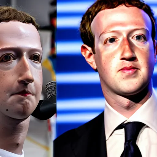 Image similar to mark zuckerberg scared staring into camera