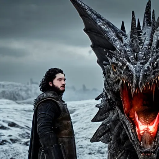 Image similar to Jon snow slaying a dragon