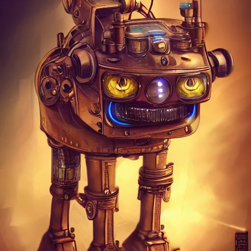 Prompt: celshaded, colour, steampunk realistic robot cat, hyperdetailed, high sharpness, artstation