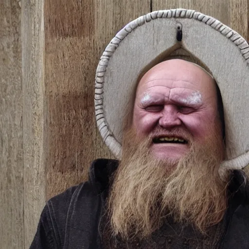 Prompt: danish viking version of hide the pain harold meme