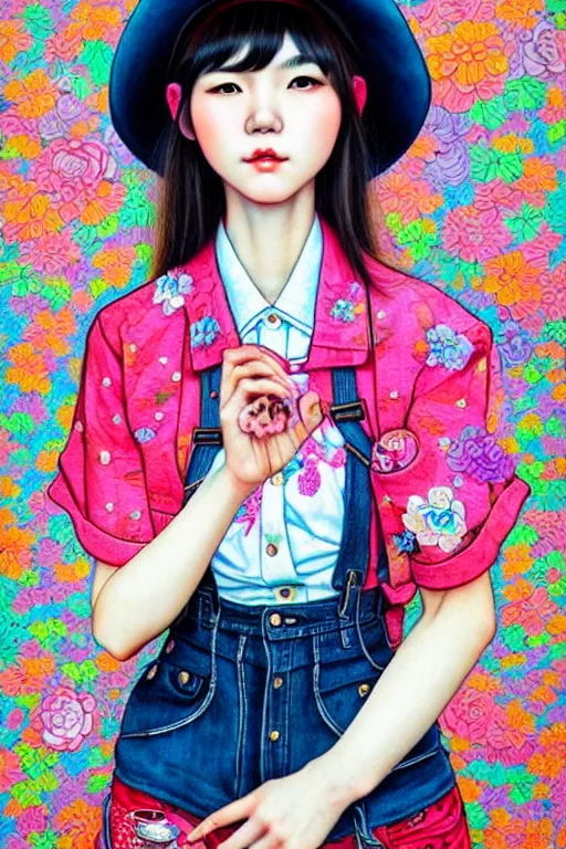 Prompt: taiwanese girl wearing cowboy hat, style of yoshii chie and hikari shimoda and martine johanna, highly detailed