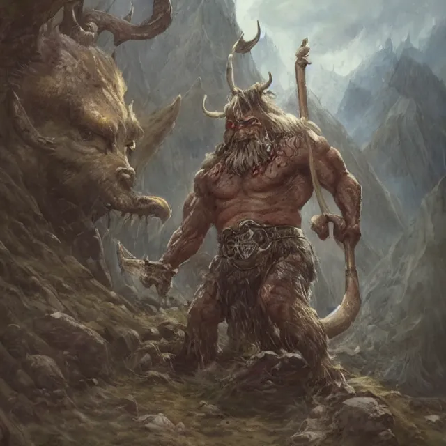 Prompt: A norse troll for Trudvang by Paul Bonner, oil on canvas, artstation