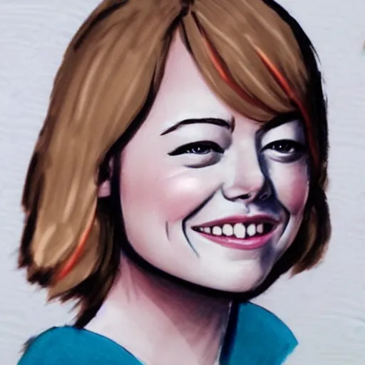 Prompt: childrens drawing of emma stone,