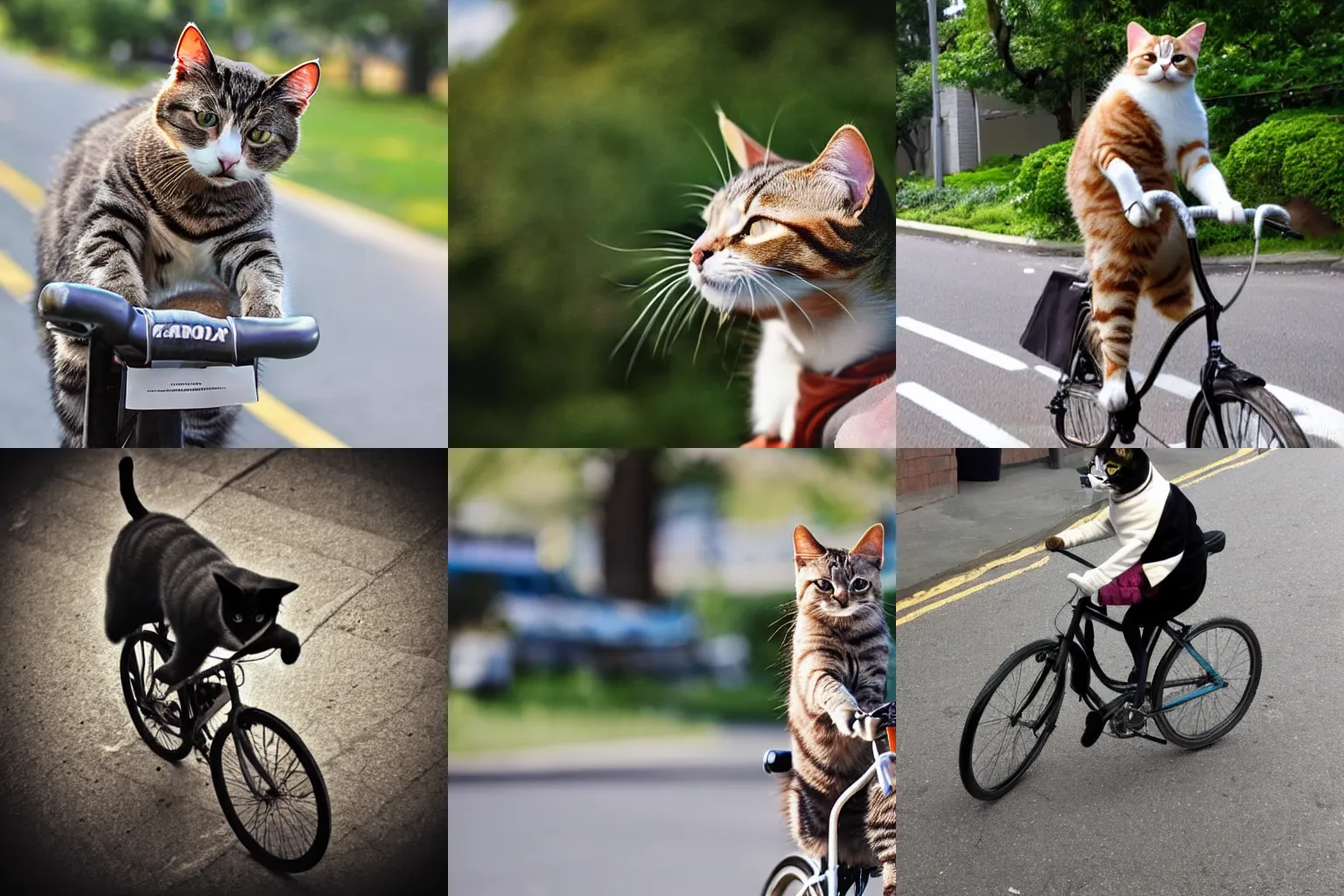 Prompt: cat riding a bike