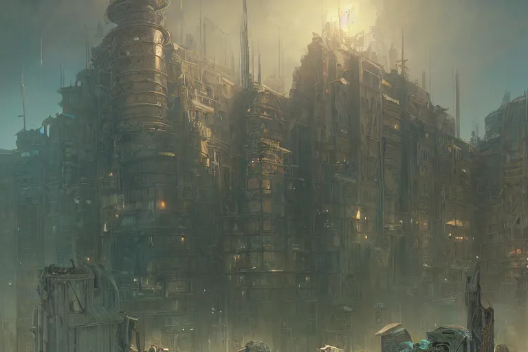 Image similar to post-apocalyptic city in Neptune planet,western, D&D, fantasy, intricate, elegant, highly detailed, digital painting, artstation, concept art, matte, sharp focus, illustration, art by Artgerm and Greg Rutkowski and Alphonse Mucha