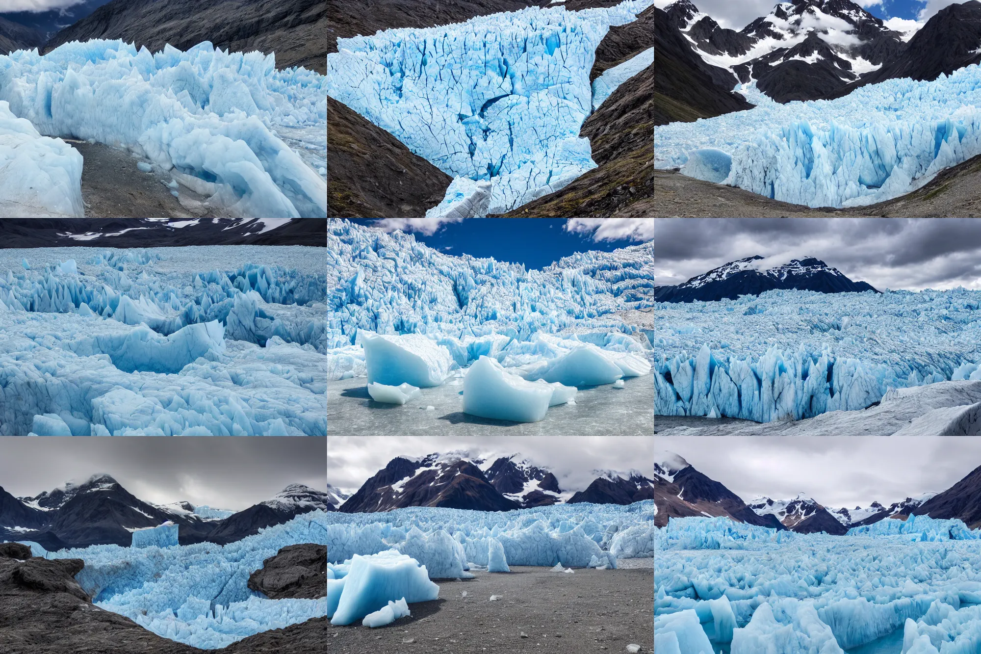 Prompt: a photo of a receding glacier