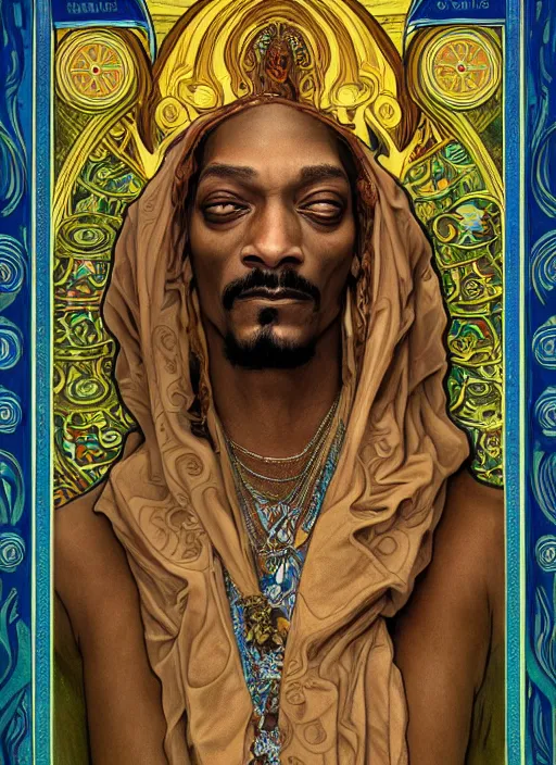 Prompt: Snoop Dog as God of Weed, brutal, epic, intricate, elegant, highly detailed, digital painting, 4k, HDR, concept art, smooth, sharp focus, illustration, art by alphonse mucha,artgerm, H R Giger