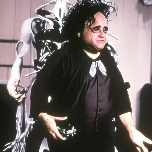 Prompt: Danny Devito as Edward scissorhands,