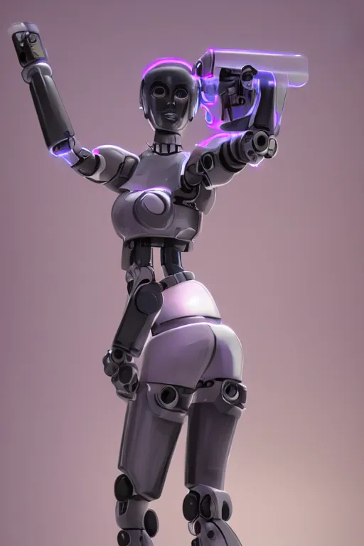 Image similar to dreamy female mechanical android posing like an instagram thot