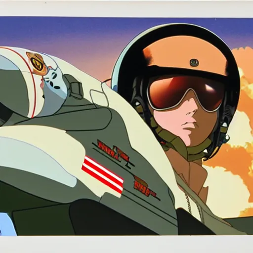 Image similar to top gun by studio ghibli