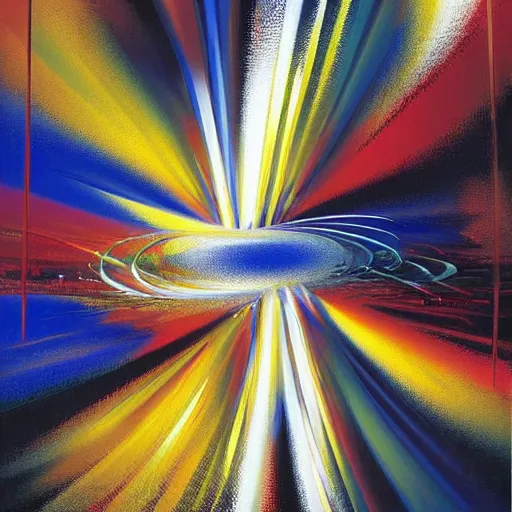 Image similar to abstract art representing momentum, oil painting by john berkey and gabriel dawe, masterwork