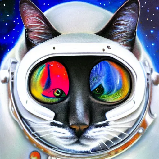Image similar to space cat, realistic, highly detailed, centered, digital painting