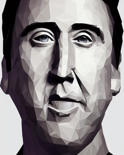 Image similar to nicholas cage, portrait, vector, low poly