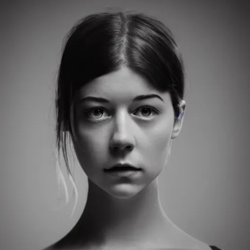 Image similar to a masterpiece portrait photo of a beautiful young woman who looks like an alien mary elizabeth winstead, symmetrical face