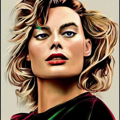Image similar to Margot robbie, Illustration, Acrylic Paint, 4k, amazing digital art