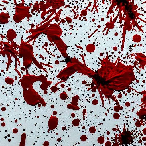 Image similar to a lego set splattered with blood, dark red blood splatter