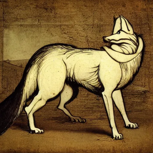 Image similar to retarded wolf, da vinci