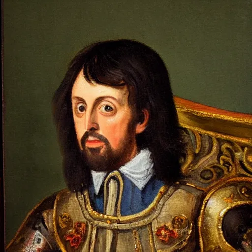 Image similar to 17th century oil painting portrait of paul mccartney as a king