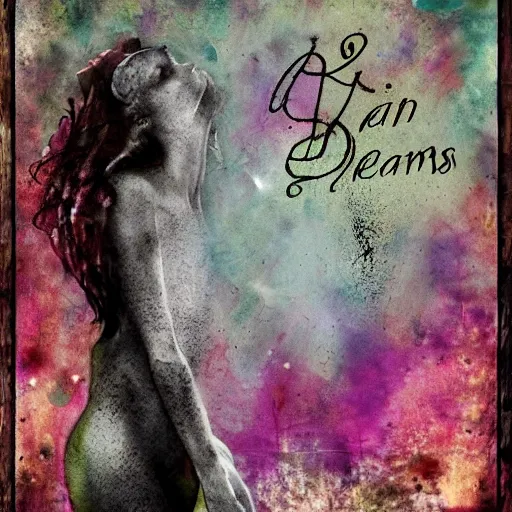 Image similar to dreams are like poetry, whimsical, dark vibe, mixed media,