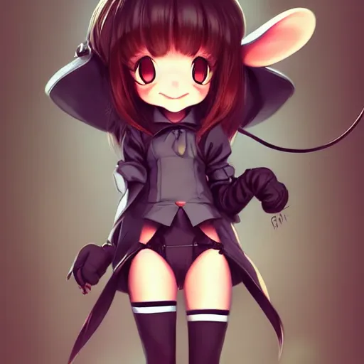 Image similar to fullbody portrait of anthropomorphic half - mouse cute anime girl, concept art, anime art, by a - 1 picture, trending on artstation artgerm, ross tran, bill ward, marc davis,