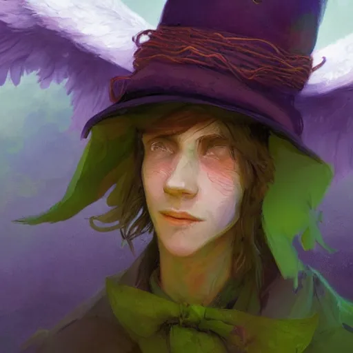 Image similar to snufkin with angel wings, heaven, digital illustration portrait design, by android jones and greg rutkowski, retrowave color scheme, detailed, cinematic lighting, wide angle action dynamic portrait