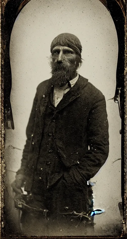 Prompt: a highly detailed digital collodion photograph, a portrait of a candlemaker