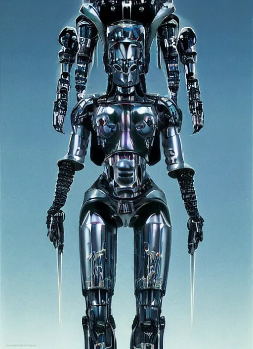 Image similar to cyberknight - complex and hyperdetailed technical suit design. reflection and dispersion materials. rays and dispersion of light. volumetric light. f / 3 2. noise film photo. flash photography. ultra realistic, 5 0 mm. poster by wayne barlowe, hajime sorayama aaron horkey, craig mullins