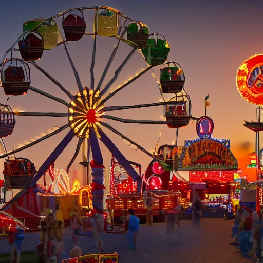 Prompt: A miniature county fair for mice. Photorealistic, 4k, award winning, sunset lighting