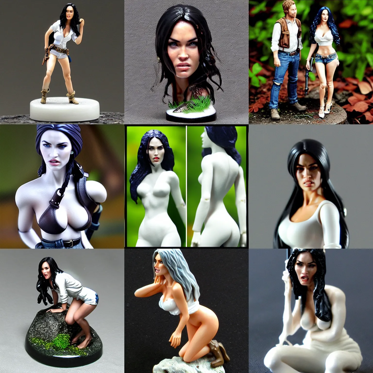 Prompt: 80mm resin detailed Miniature of Megan Fox in white shirts is talking with A Goblin; Image on the store website, eBay