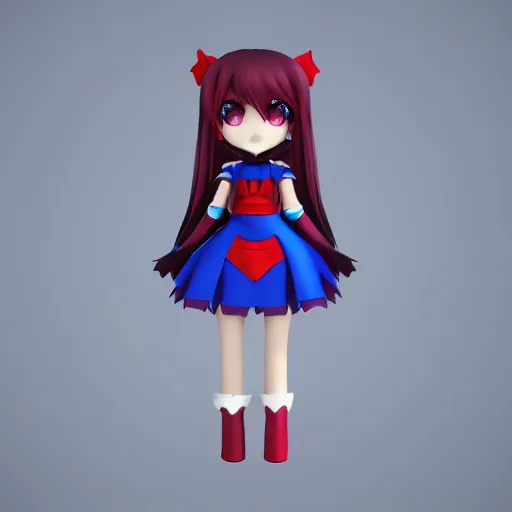 Prompt: cute fumo plush of a superheroine girl in a blue dress, magical girl, gothic maiden anime girl, velvet, vray