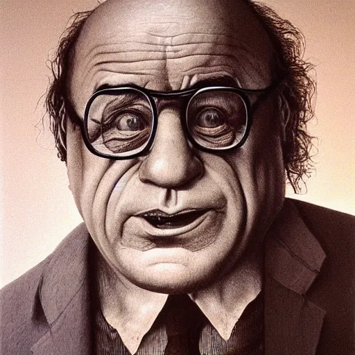 Image similar to portrait of danny devito by zdzisław beksinski