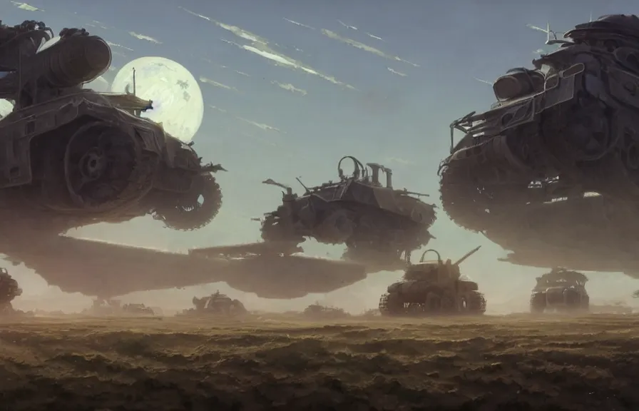 Image similar to concept art of a dusty field with ruined dieselpunk orcish tanks in the background, key visual, ambient lighting, highly detailed, digital painting, artstation, concept art, sharp focus, by makoto shinkai and akihiko yoshida and hidari and wlop