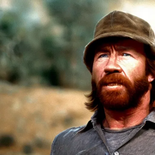Prompt: a still of chuck norris