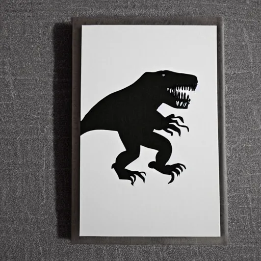 Prompt: linocut of a t - rex