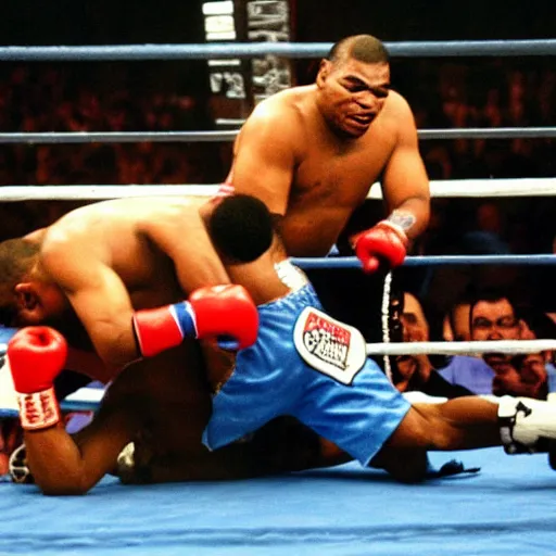 Prompt: chiquito de la calzada with a k. o. against mike tyson