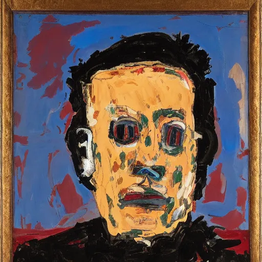 Image similar to painting of a man staring at you, by georg baselitz