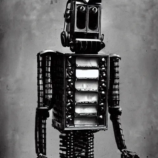 Image similar to portraits of an retro futuristic steampunk robot maidsa by Louis Daguerre