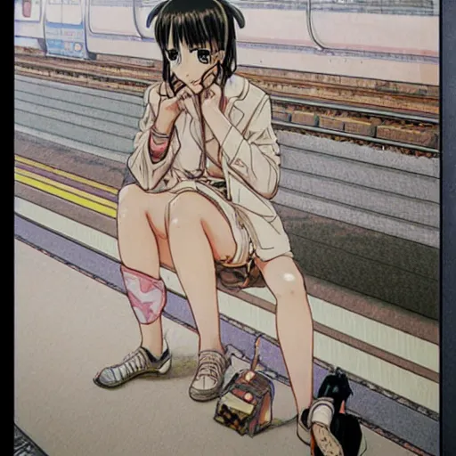 Image similar to Anime Summer girl on train station by Katsuya Terada