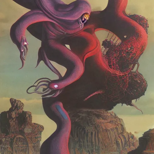 Image similar to squid monsters fighting superman, by Wayne Barlowe