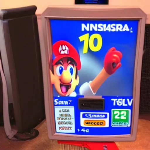 Prompt: sammy sosa in nintendo 6 4 game crt tv