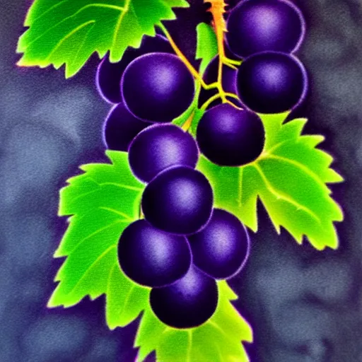 Prompt: zen, grape, ink by xu wei